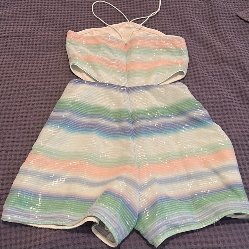 Anthropologie Hitch Romper Sequin Lined Size 6